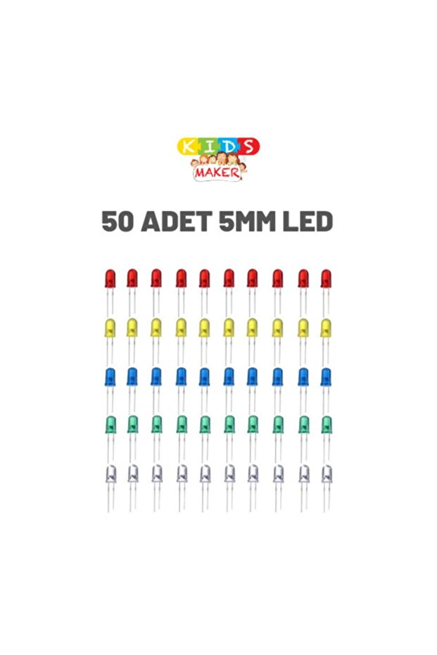 Arduino 50 Adet 5mm Led ( 5 Renk ) - 1