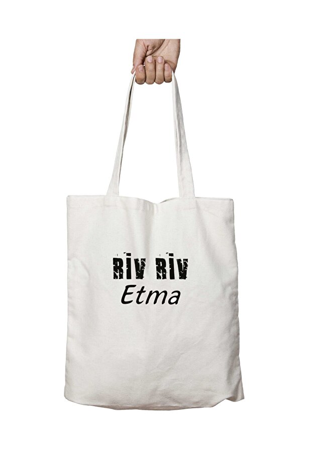 Riv Riv Etma Two-Sided Permanent Printed Washable School Beach Shoulder Tote Bag