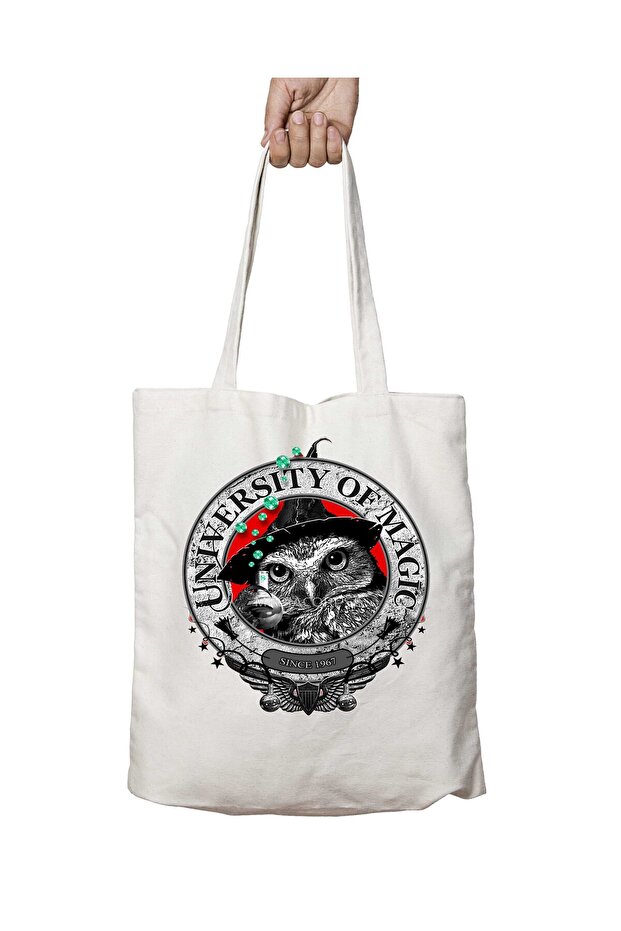 UNIVERSITY OF MAGIc - Owl Pattern, Washable Bag, Permanent Printed