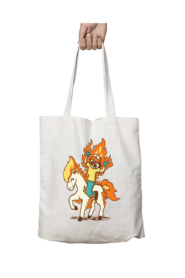 Pokemon Ponyta Burn Em All Two-Sided Permanent Printed Washable Bag