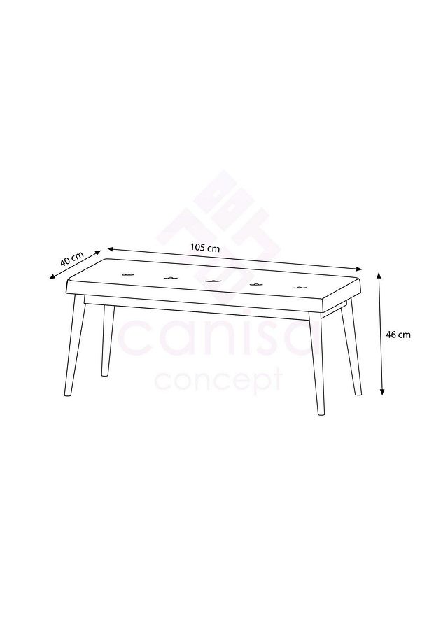 Arwen Serisi Bench, Gürgen Tam Isleket, 1.sınıf Babyface Kumaş , Mürdüm Bench, Ceviz Ayak - 4
