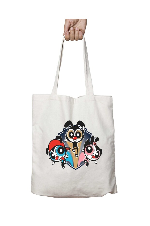 Puffmaniacs Power Puff Girls Animaniacs Mashup Two-Sided Permanent Printed Washable Bag