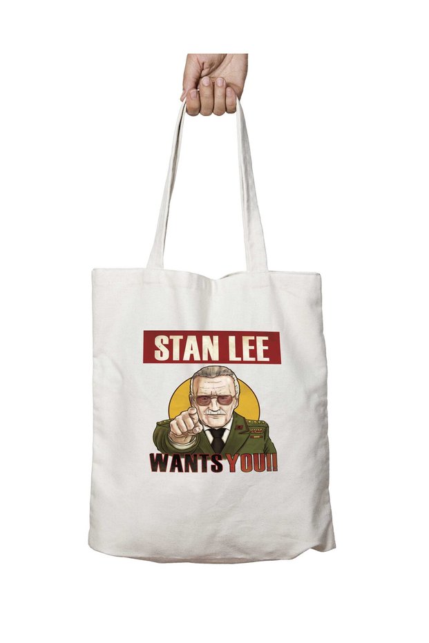 Stan Lee Two-Sided Permanent Printed Washable School Beach Shoulder Tote Bag