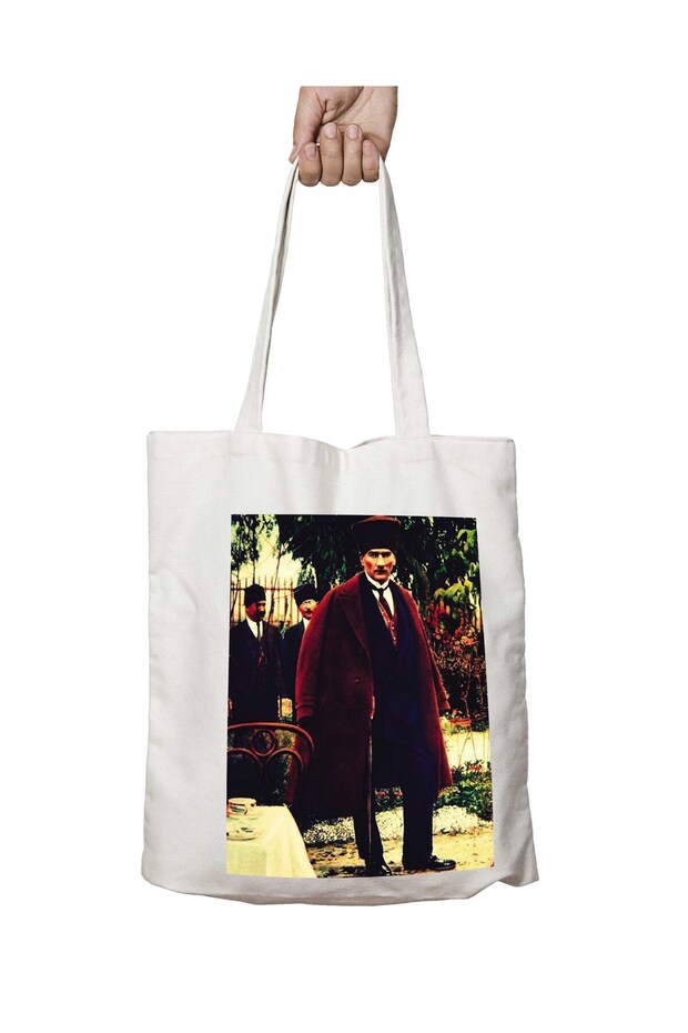 Ataturk Hat and Two Sides Permanent Printed Washable School Beach Shoulder Tote Bag