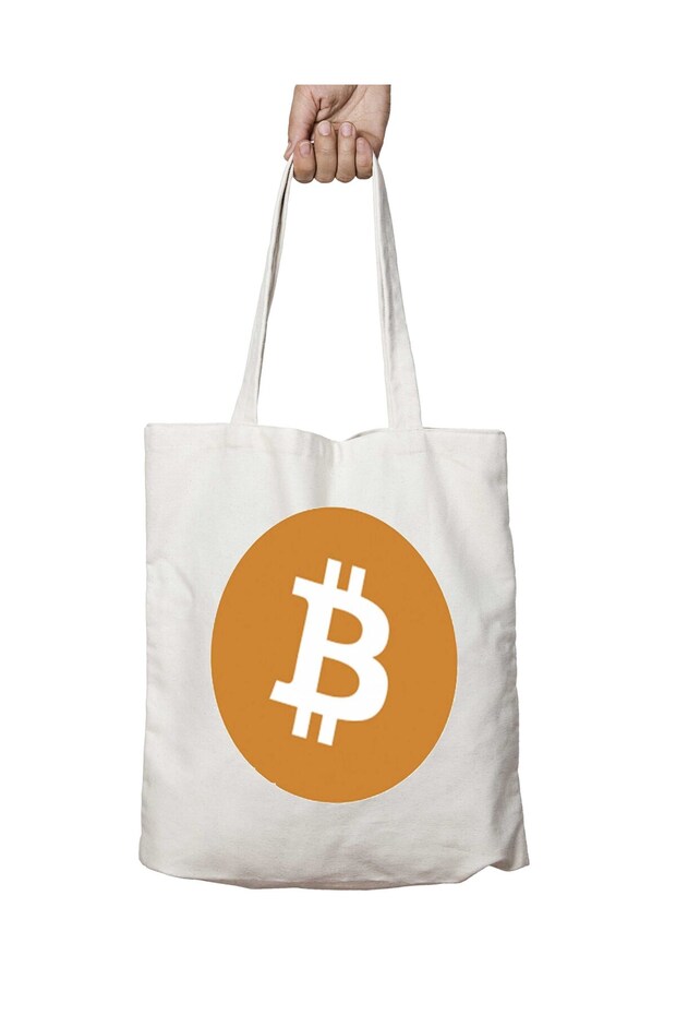 شعار Bitcoin مطبوع - حقيبة تدوم طويلاً قابلة للغسل على الجانبين