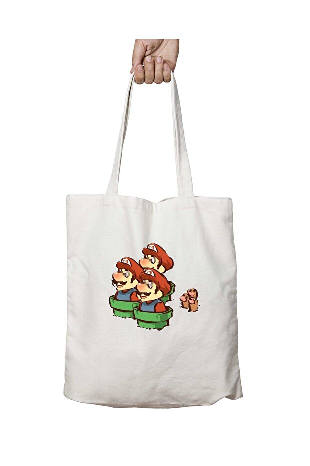 Mario Vs Dugtrio Two-Sided Permanent Printed Washable School Beach Shoulder Tote Bag