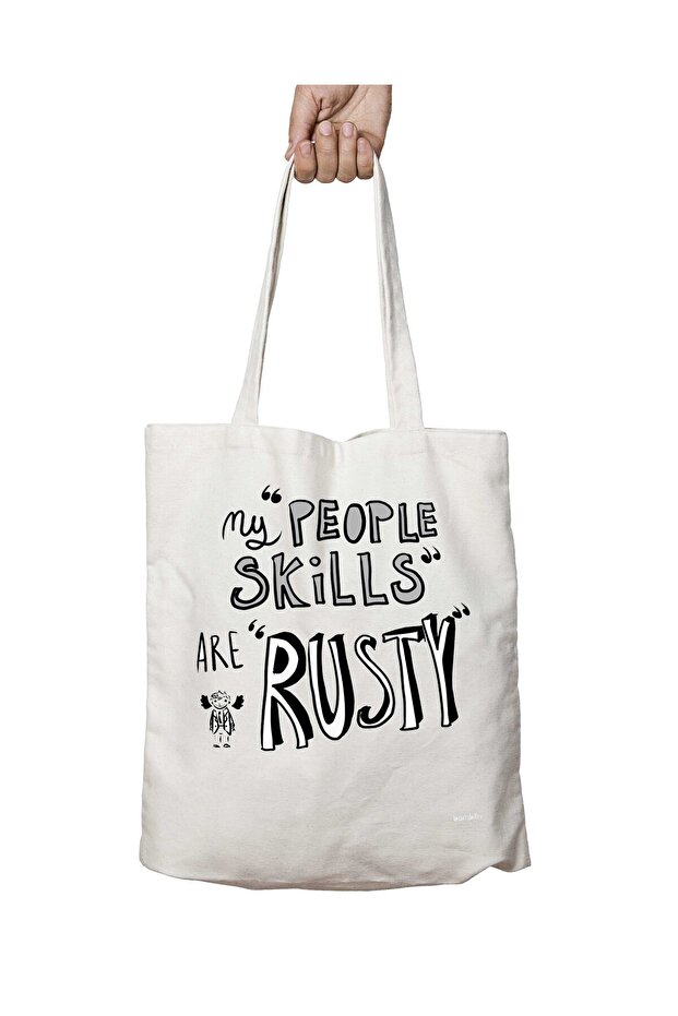 حقيبة Rusty People Skills - حقيبة قابلة للغسل بطباعة دائمة على الجانبين