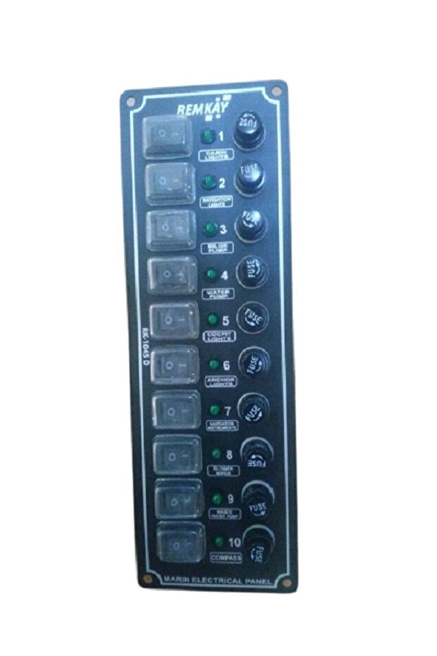 Tekne Sigorta Paneli, Karavan Sigorta Paneli, Switch Panel, 10'lu, 80x250mm - 2