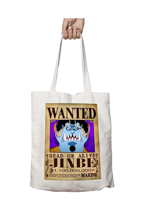 Wanted Jinbe B Anime Two-Sided Permanent Printed Washable School Beach Shoulder Tote Bag