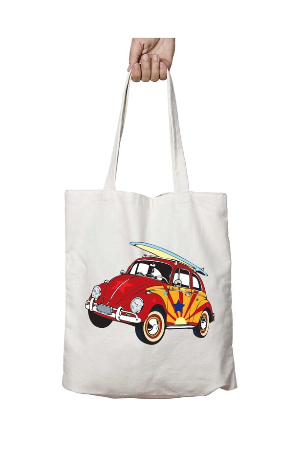 Volkswagen Beetle Two-Sided Permanent Printed Washable School Beach Shoulder Tote Bag