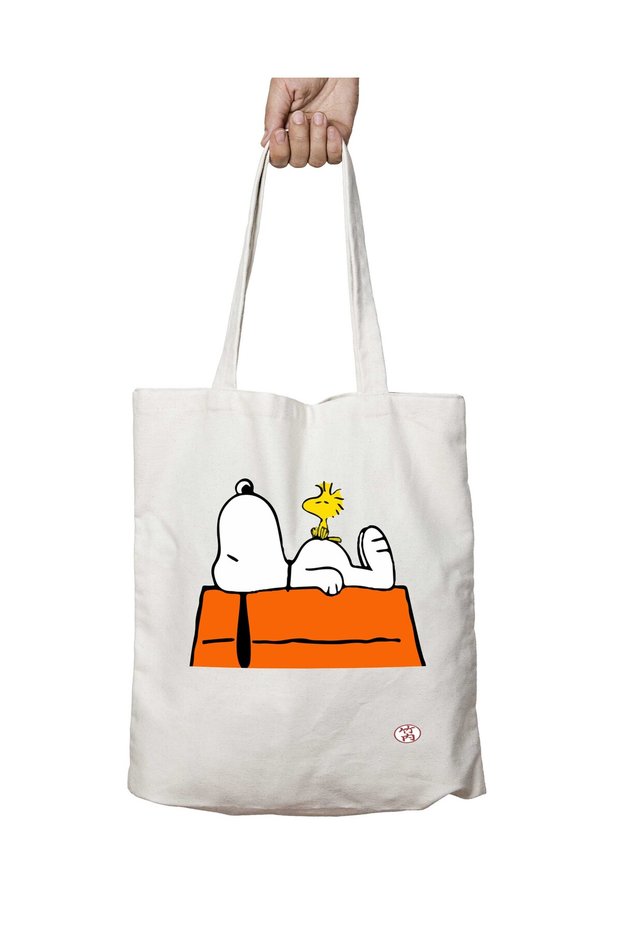 Snoopy Two-Sided Permanent Printed Washable School Beach Shoulder Tote Bag