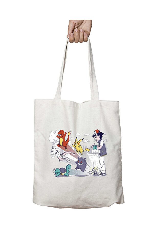 Pokemon Pokemobile Crash Two-Sided Permanent Printed Washable School Beach Shoulder Tote Bag