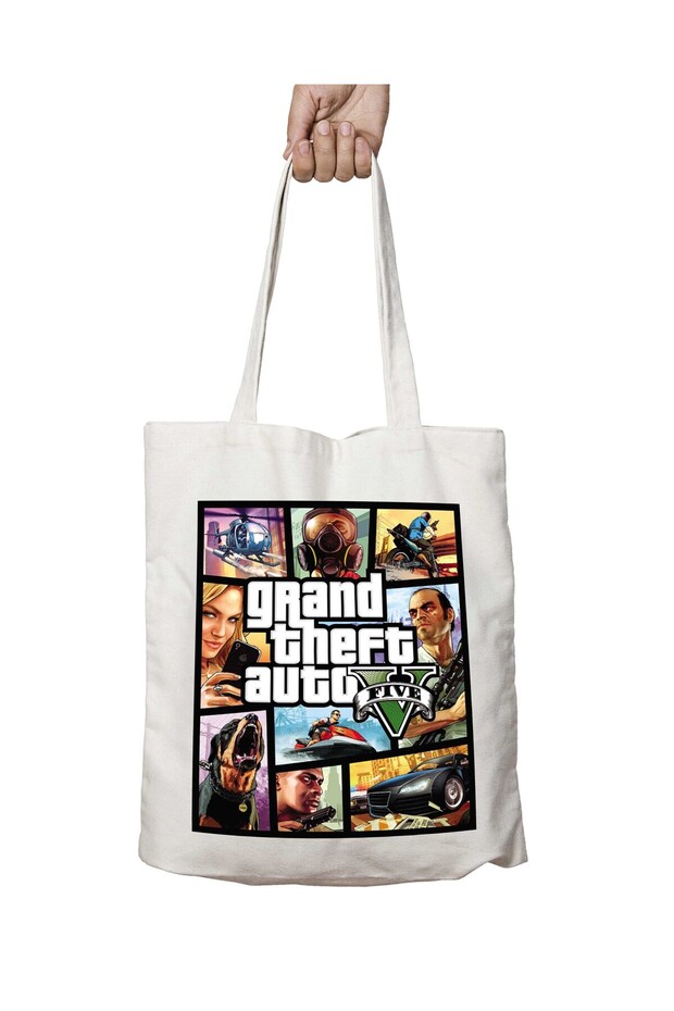 تصميم GTA V 5 - حقيبة كتف مطبوعة دائمة على الجانبين، قابلة للغسل