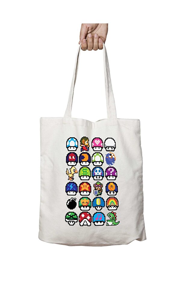 Super Mario Mushrooms - Two Sides Permanent Printed Washable Bag