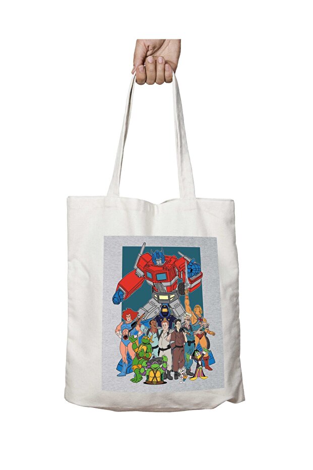80S Cartoon Heroes Optimus Prime Ghostbusters Two-Sided Permanent Printed Washable Bag