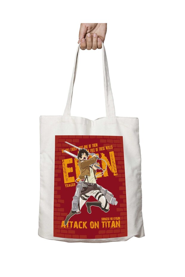 حقيبة كتف Eren Attack On Titan قابلة للغسل - مطبوعة على الجانبين بشكل دائم