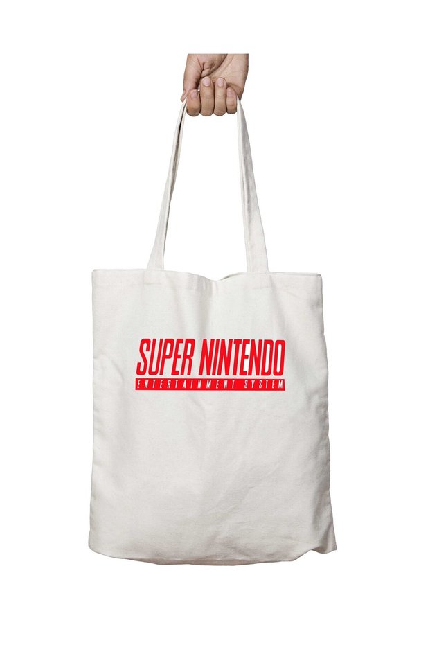 Super Nintendo Two-Sided Permanent Printed Washable School Beach Shoulder Tote Bag