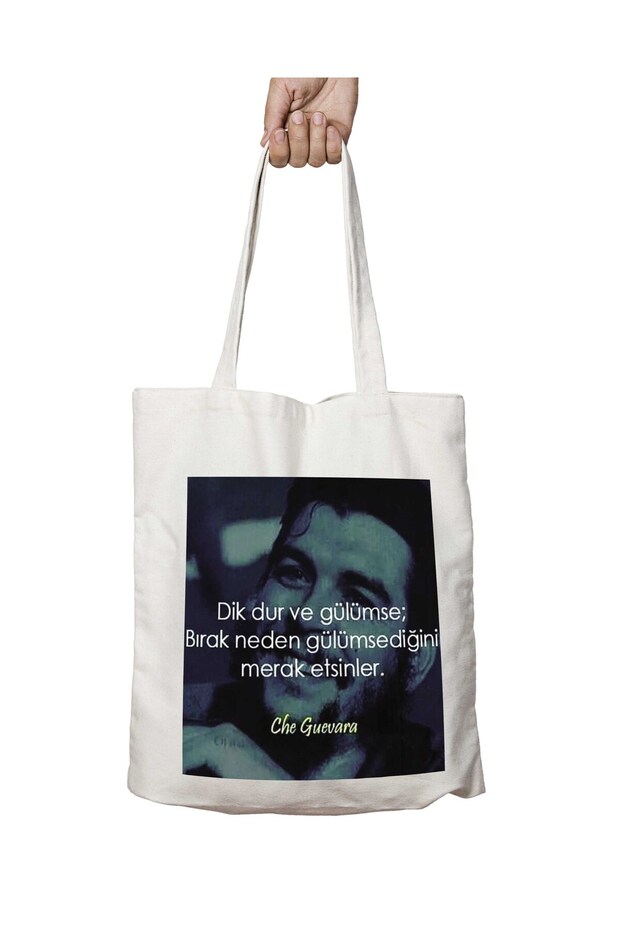 Che Guevara Stand up and Smile Two Sides Permanent Printed Washable School Beach Shoulder Tote Bag
