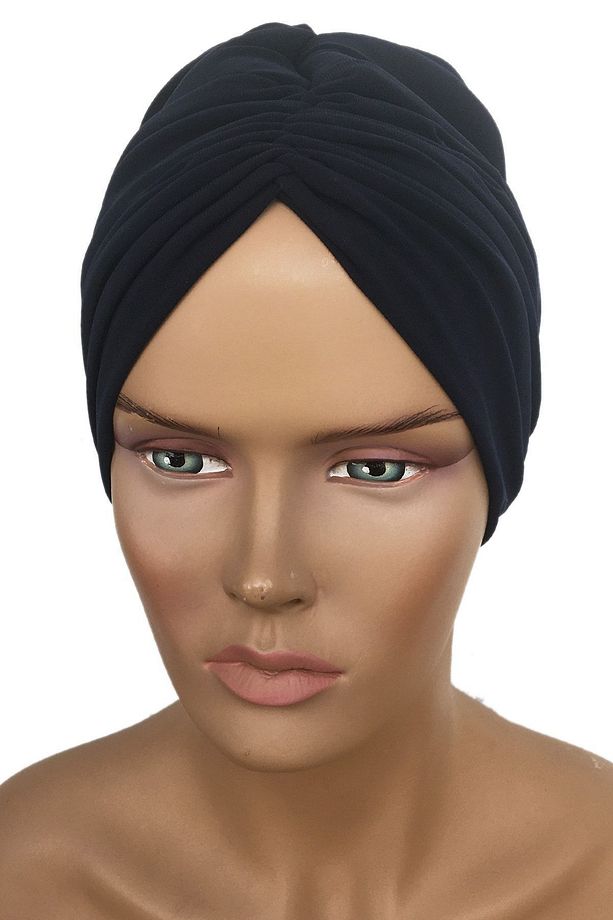 Bone Dolgulu Drape Dış Bone Hazır Türban Lacivert Kadın Tesettür Bone Astarlı Dolgulu Hijab - 1