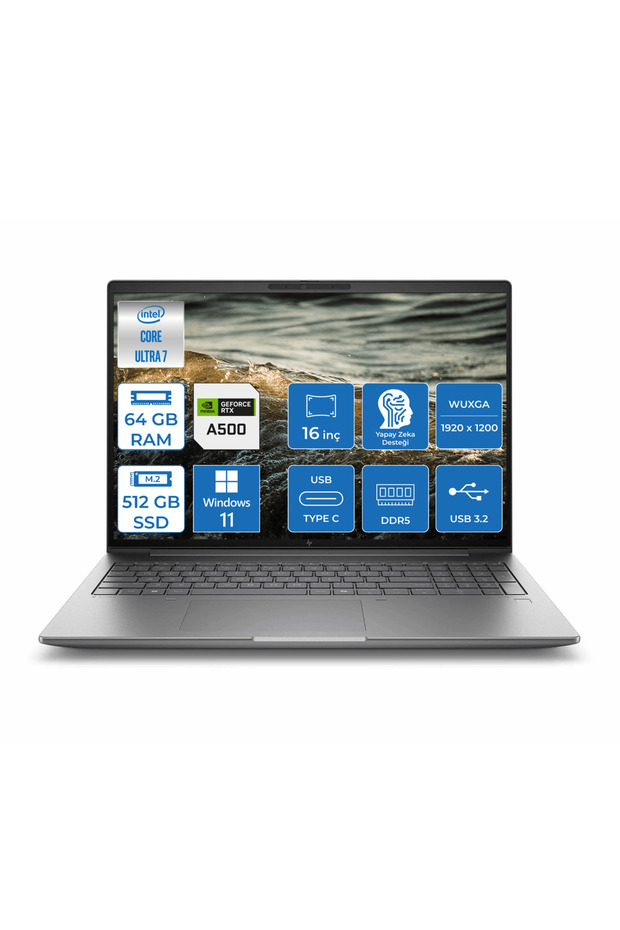 Zbook Power G11 16" Seris 1 155U 64GB 512GB SSD RTX 500 Ada 4GB WIN11 Pro WUXGA 886B48EA07 - 1