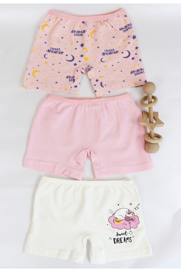 Girl's Cotton Printed Pattern 3 Pack Boxers