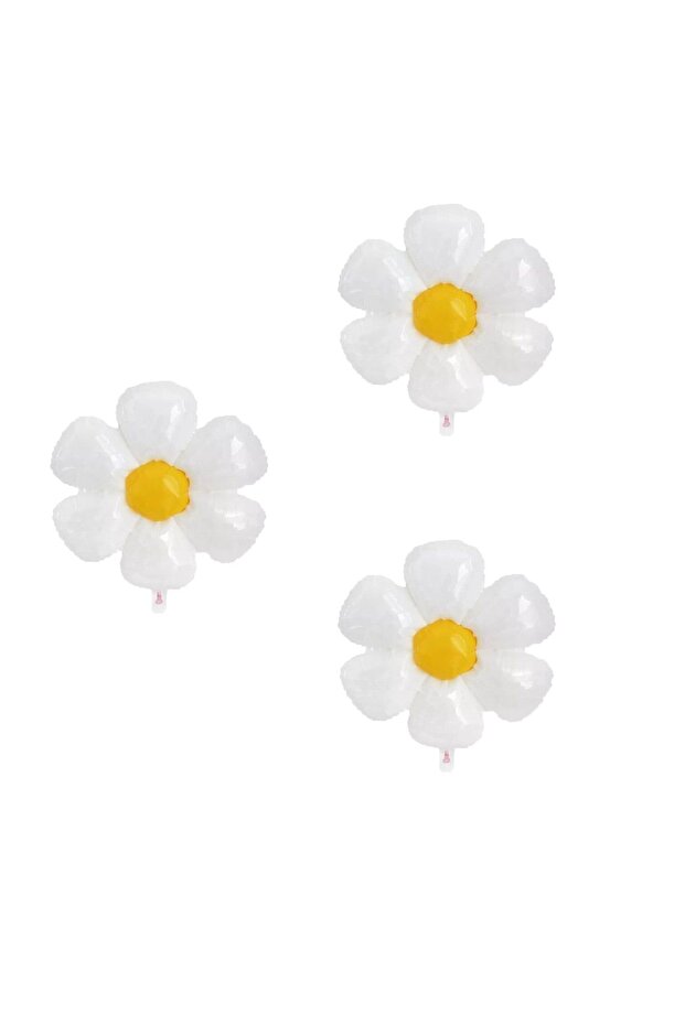 3 Pieces White Daisy Foil Balloon 50X40 cm