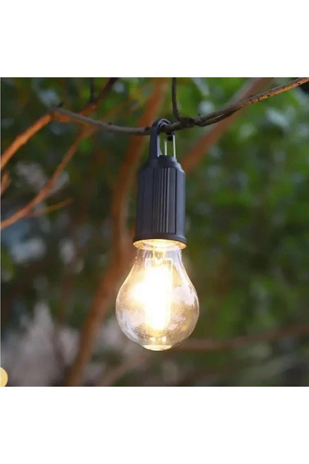 Rustik Taşınabilir Şarjlı Tasarruflu Ampul 10W Led Lamba Type-c Şarj Askılı Asma Aydınlatma - 6