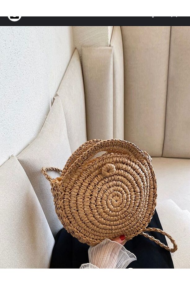Yuvarlak Boho Hasır Çanta - 2