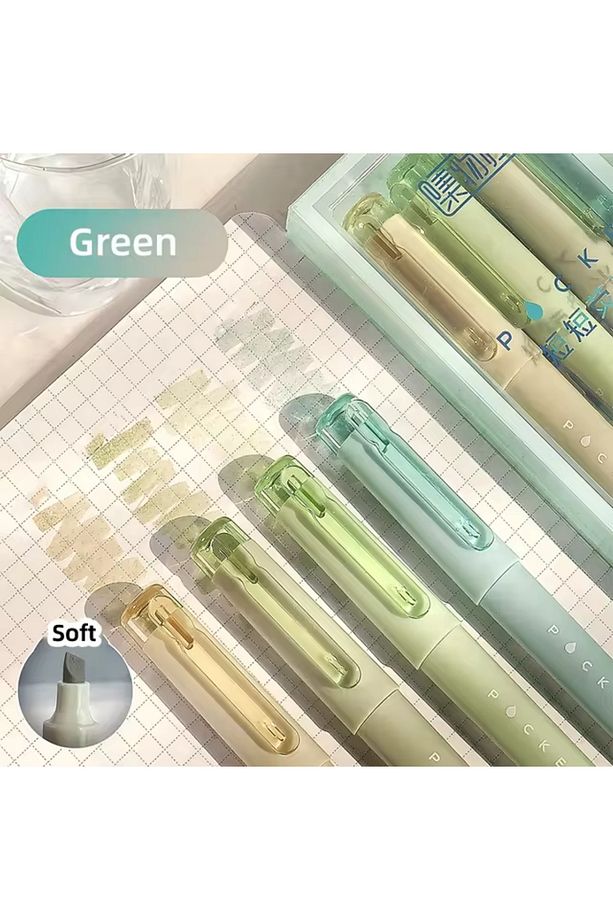 Yeşil Tonlar Pocket Soft Renkler Fosforlu Kalem Seti 4 Adet - 3