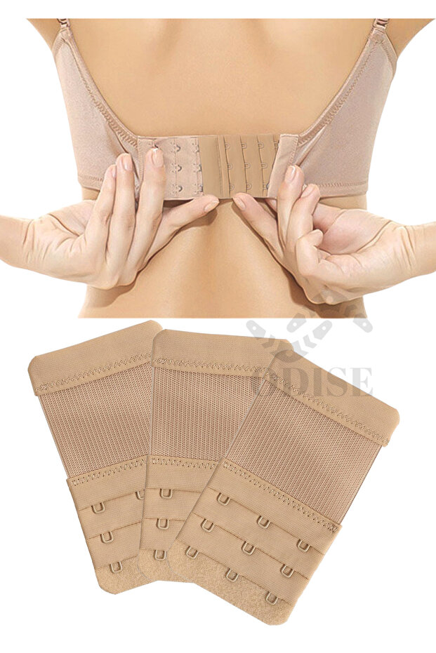 3 Pieces of Skin Color Elastic 3X3 Hook Bra Extension Attachments (Agraf)