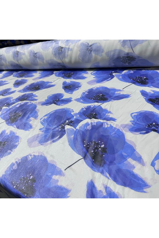 Parlak Floş Saten Kumaş En 150 cm Işıltı Çiçekli Yansımalı Pamuk - 6