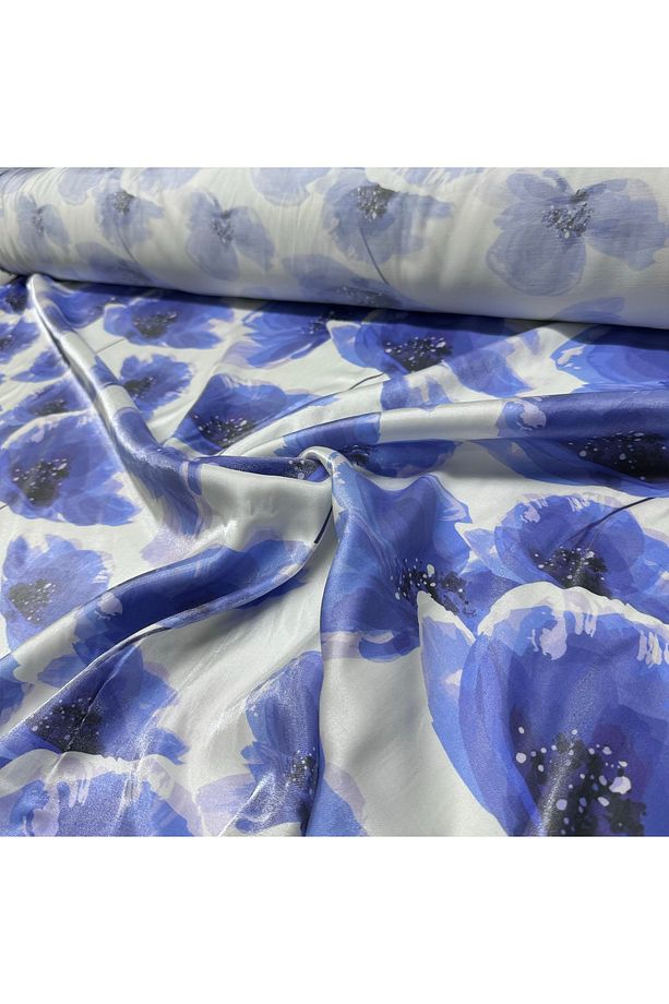 Parlak Floş Saten Kumaş En 150 cm Işıltı Çiçekli Yansımalı Pamuk - 4