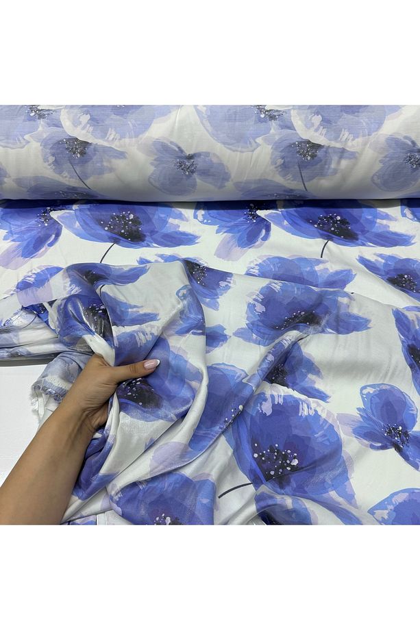 Parlak Floş Saten Kumaş En 150 cm Işıltı Çiçekli Yansımalı Pamuk - 2