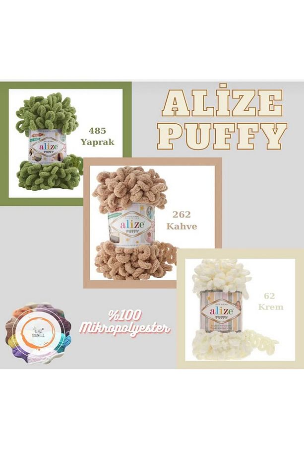 Puffy El Örgü Ipliği Büyük Ilmek (TEKLİ) - 100 Gr. 9 Mt. Parmak Ipi, Battaniye Ipi - 2