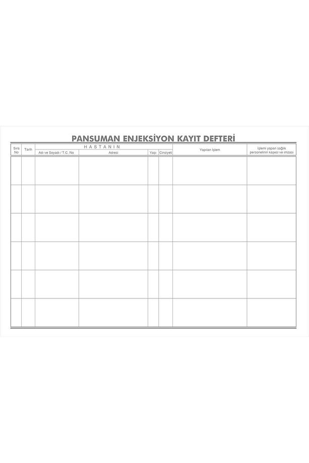 Pansuman Enjeksiyon Kayıt Defteri 100 Yaprak (200 SAYFA) 23x32 Cm - 2