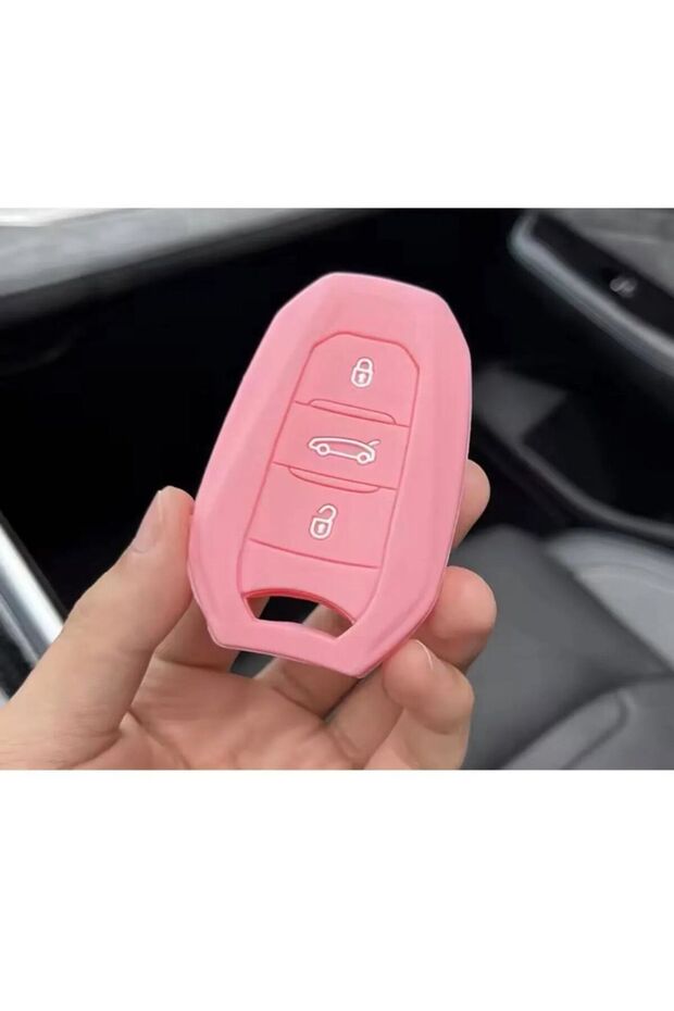 Opel Grandland X Silicone Key Protection Case Pink Color Waterproof Keyless Operation