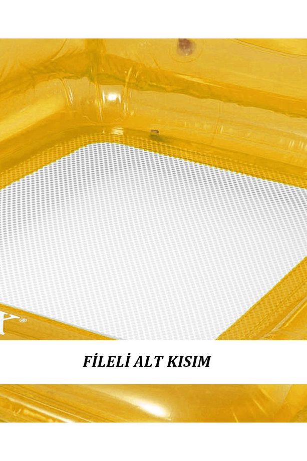 Şeffaf Deniz Simidi Fileli-Fileli Kare Simit-Transparan Deniz Şezlongu-Kare Deniz Simidi 104x102 cm. - 4