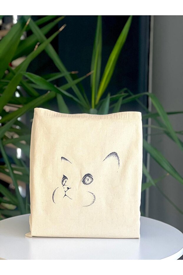 Cheeky Cat Raw Canvas Shoulder Bag