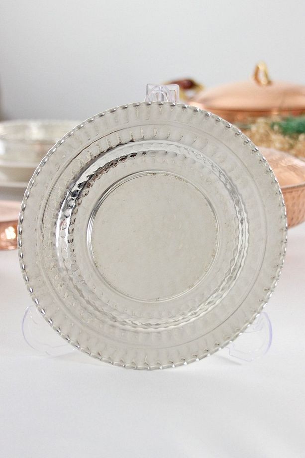 Bakır Kahvaltı Pasta Sunum Tabağı Kalaylı 2'li Set - 3