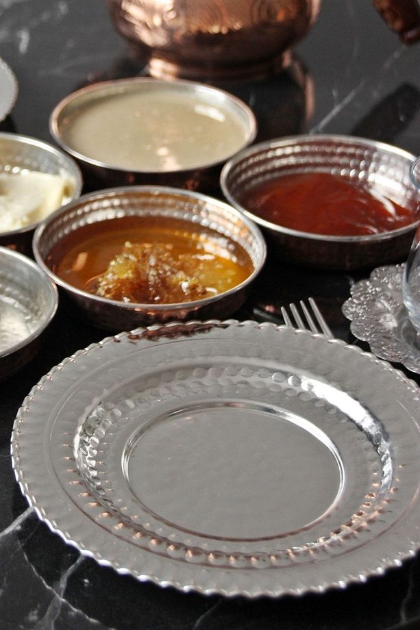 Bakır Kahvaltı Pasta Sunum Tabağı Kalaylı 2'li Set - 4