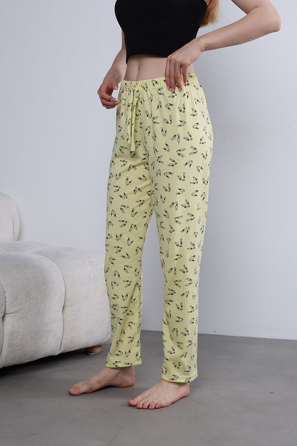 Kadın Sarı Tweety Desenli Yüksek Bel Yazlık Pijama Altı - 3