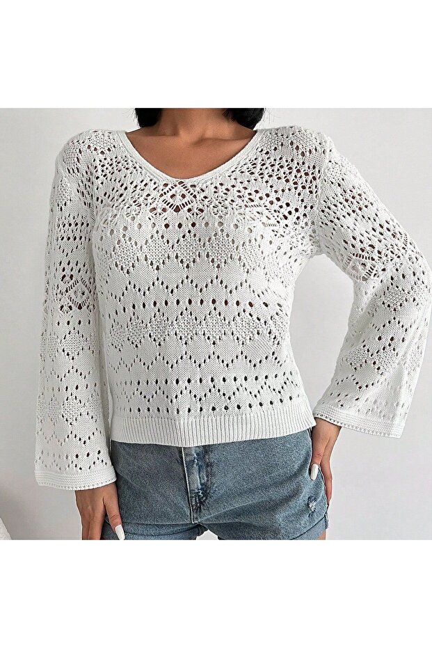 Kadın ajurlu v yaka - 6