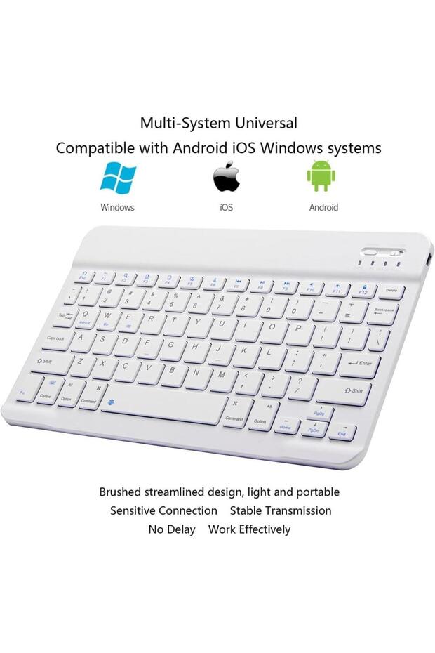 Xiaomi Redmi Pad 4 10.6" Uyumlu Kablosuz Bluetooth Şarj Edilebilir Klavye - Beyaz - 3