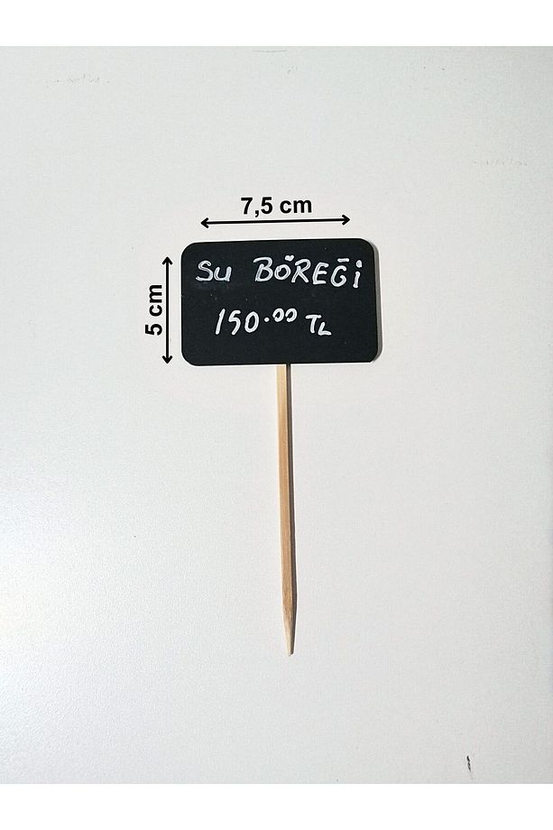 10 Adet Saplama Etiketlik Siyah Silinebilir( 7,5x5 cm) A8 Etiket Saplı Batırma Etiket Kafe Vitrin - 6