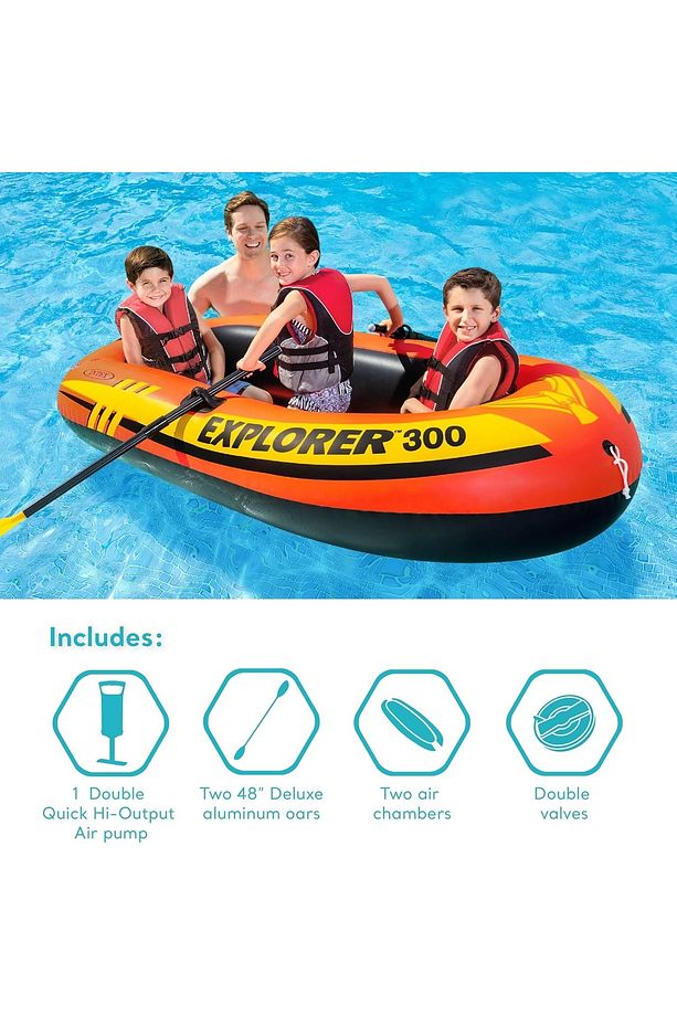Kürekli Binici Bot Seti -Kürekli Şişme Bot Set-Havuz ve Deniz Binici Bot Explorer 300-211x117x41 cm. - 4