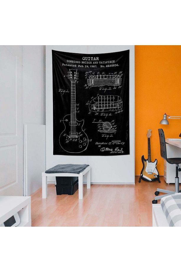 Gibson Les Paul Gitar Chalkboard Duvar Örtüsü - 100 Cm X 135 Cm - 3