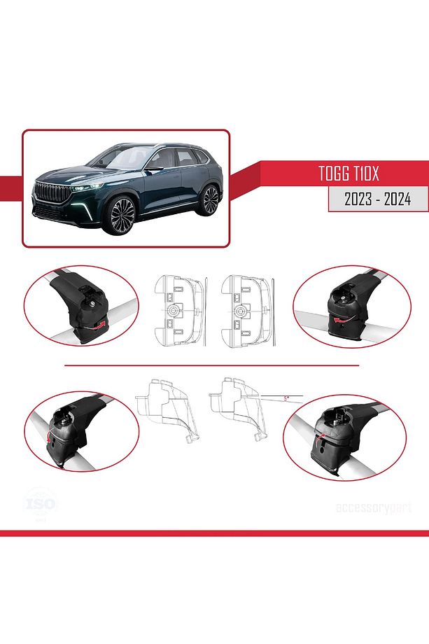 Togg T10x 2023 Ile Uyumlu Ace-2 Ara Atkı Tavan Barı Gri - 6