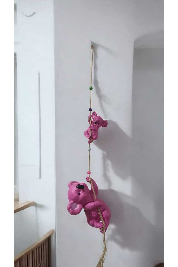Pembe Şans Getiren Koala ailesi El Yapımı Biblo Seti - 5
