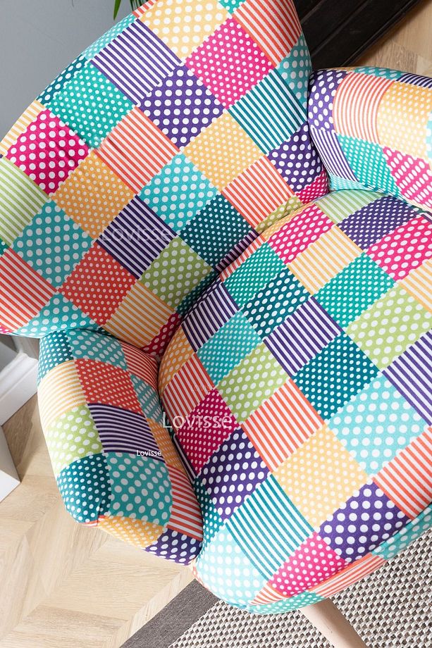 Patchwork Desen Berjer Tekli Koltuk Balkon, Ofis, Bekleme, Güzellik Merkezi, Çay Seti - 4