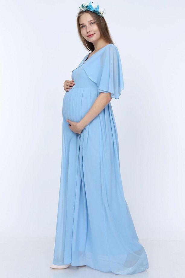 Melek Kol Hamile Elbisesi Bebe Mavi - 5